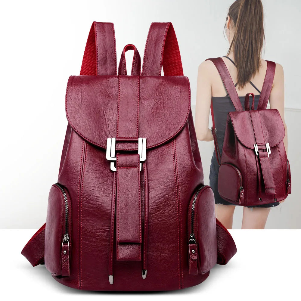 Large Leather Women Backpack