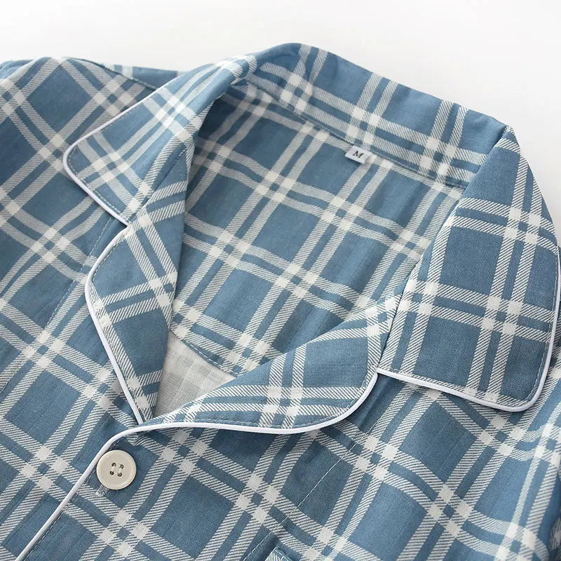 Cotton Plaid Men Pajama Set