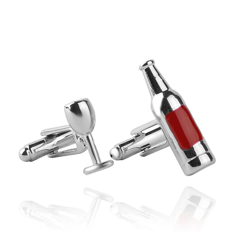 Wine Bottle Enamel Cufflinks Men Gift