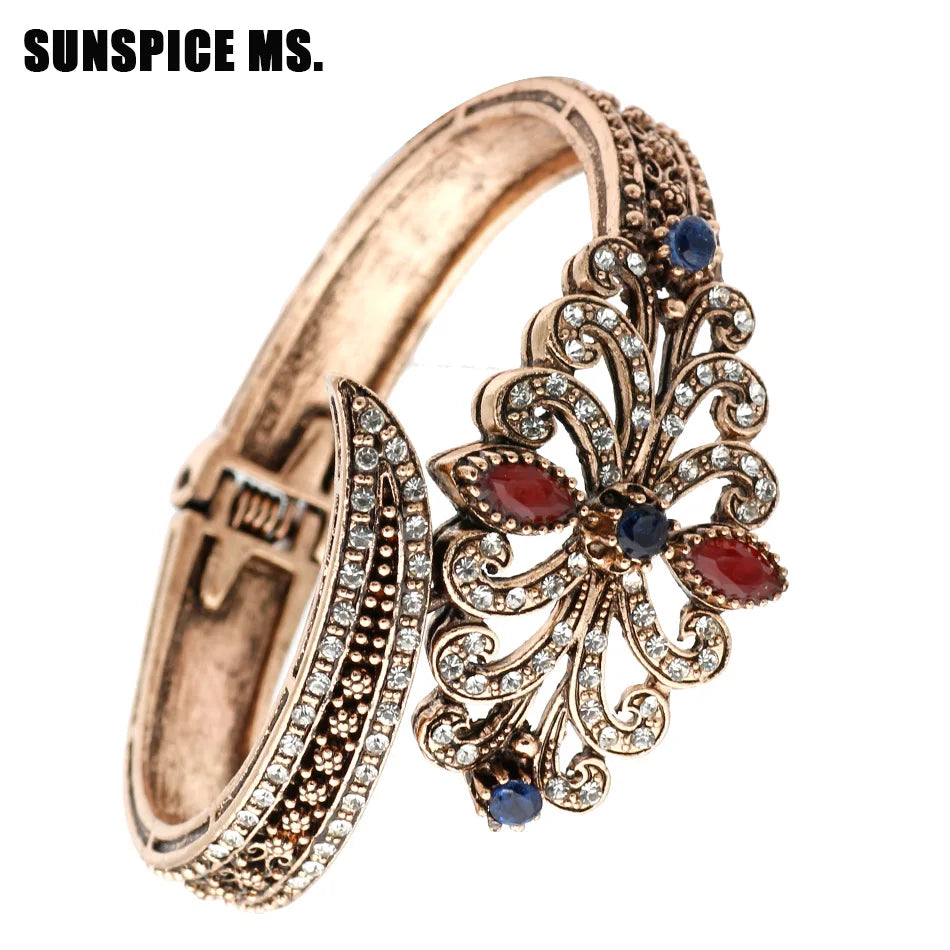Women's Antique Gold Cuff Bangle Bracelet