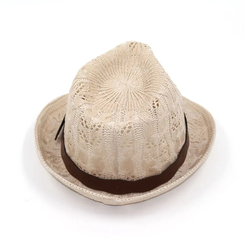 Women's Leather Buckle Jazz Hat