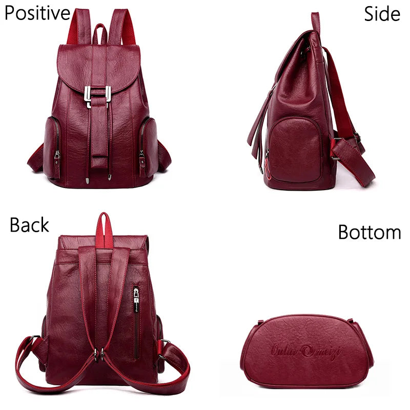 Large Leather Women Backpack