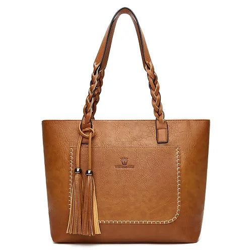 Women's Vintage Tassel Leather Tote Bag