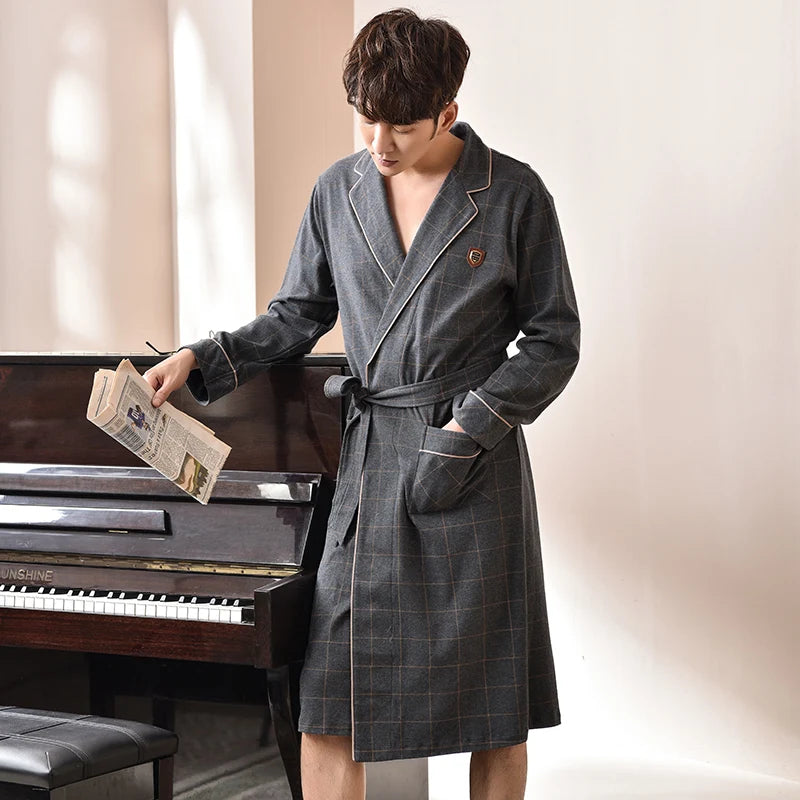 Cotton Kimono Men Bathrobe