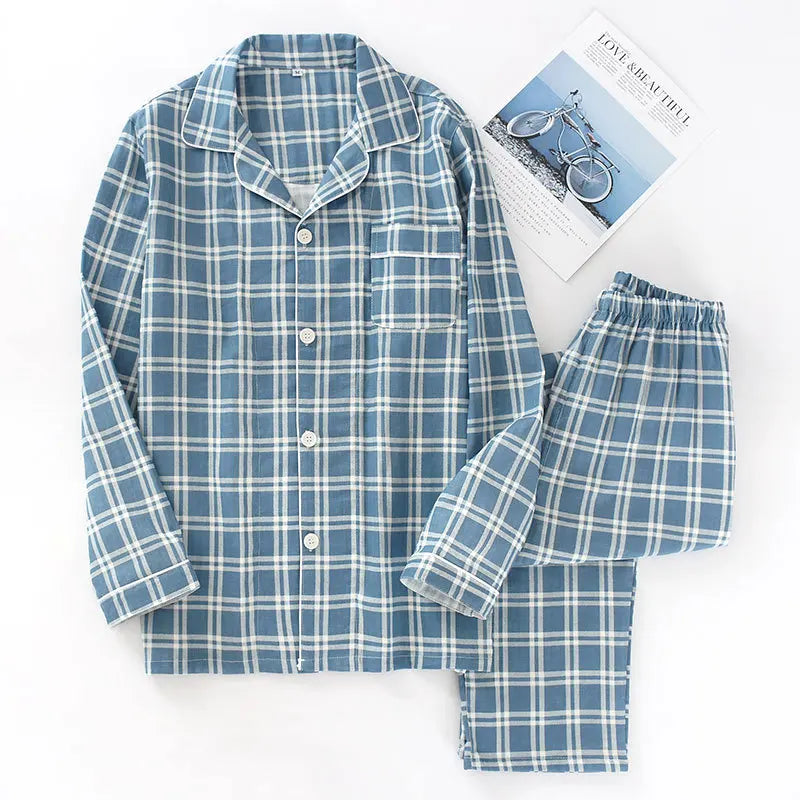 Cotton Plaid Men Pajama Set