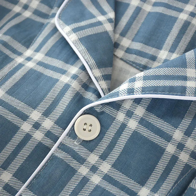 Cotton Plaid Men Pajama Set