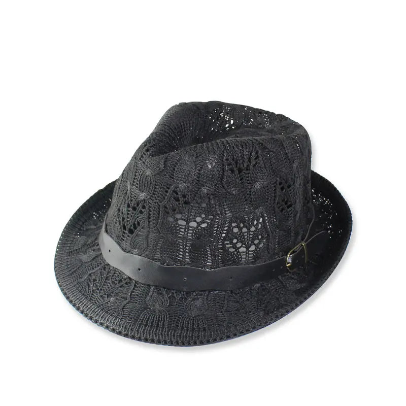 Women's Leather Buckle Jazz Hat