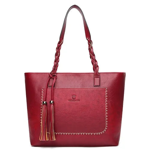 Women's Vintage Tassel Leather Tote Bag