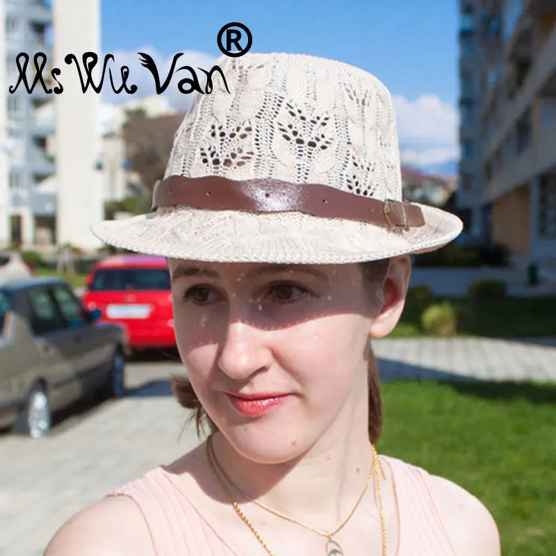 Women's Leather Buckle Jazz Hat