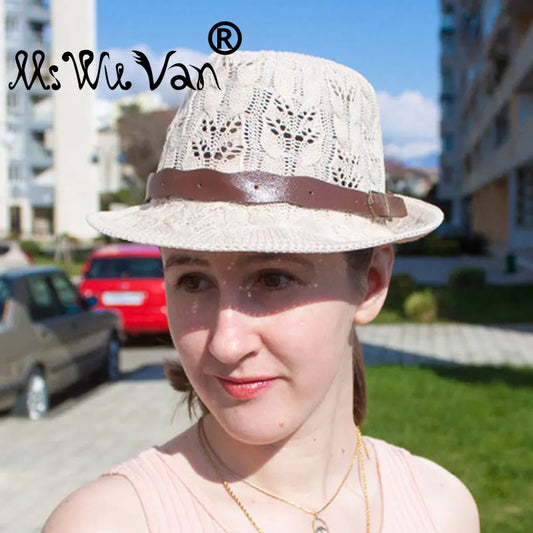 Women's Leather Buckle Jazz Hat