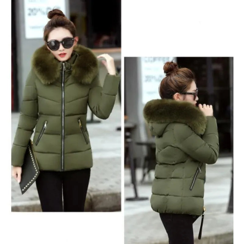 Elegant Faux Fur Women Parka