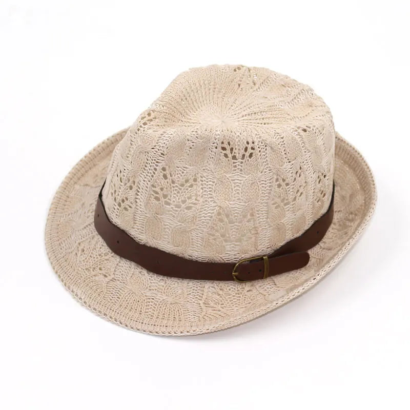 Women's Leather Buckle Jazz Hat
