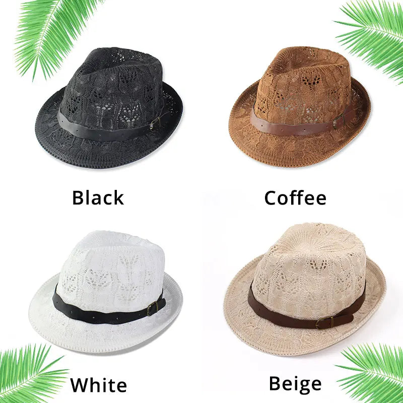 Women's Leather Buckle Jazz Hat