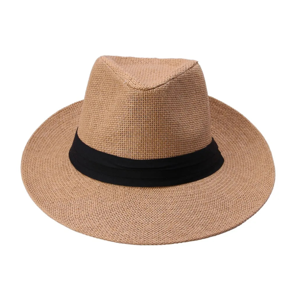 Unisex Wide Brim Straw Panama Hat