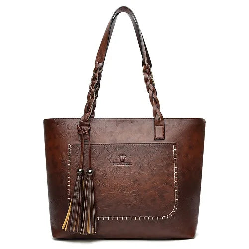 Women's Vintage Tassel Leather Tote Bag