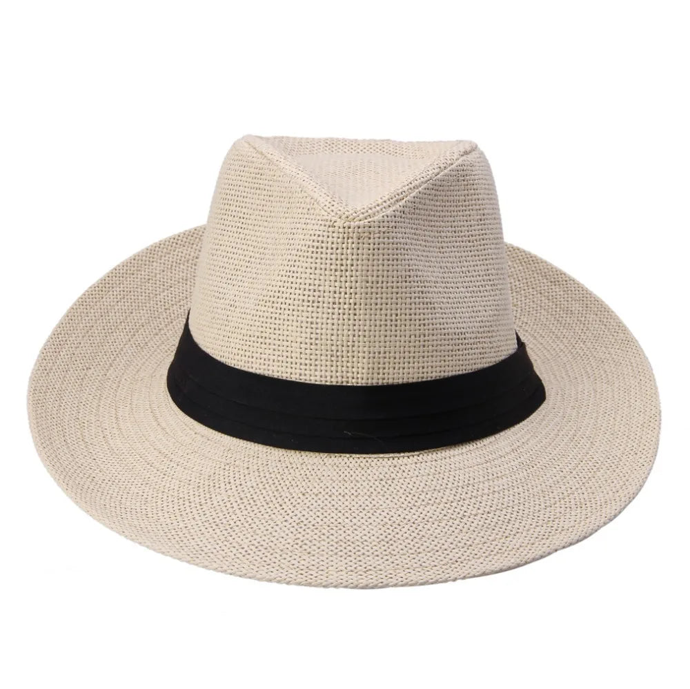 Unisex Wide Brim Straw Panama Hat