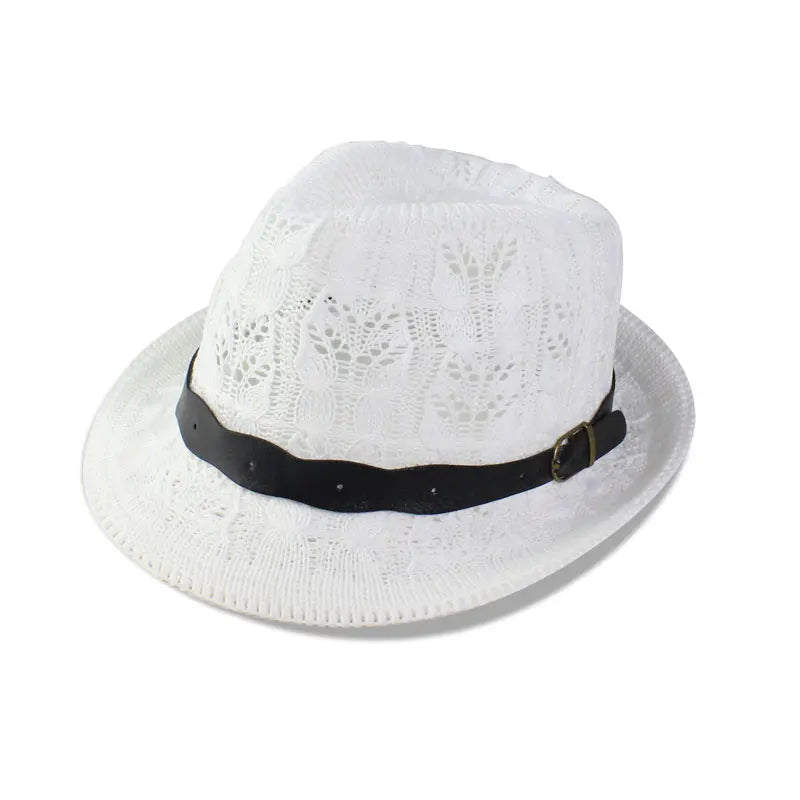 Women's Leather Buckle Jazz Hat