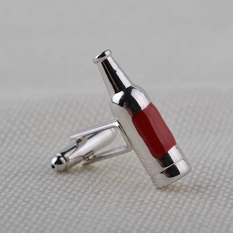 Wine Bottle Enamel Cufflinks Men Gift