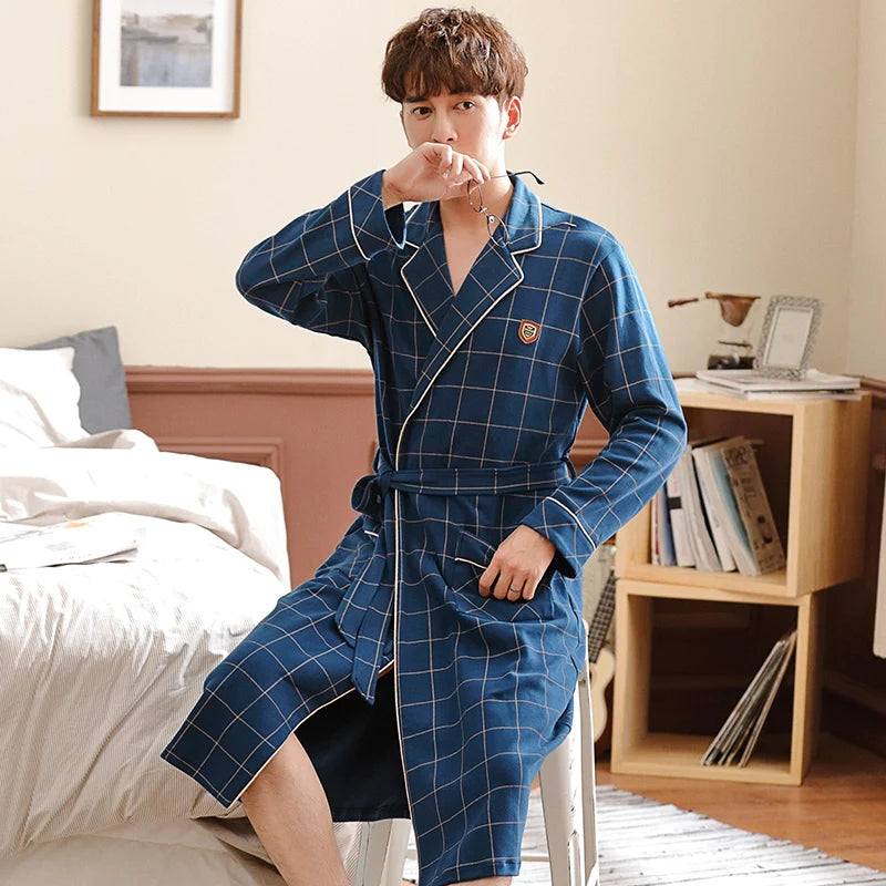 Cotton Kimono Men Bathrobe