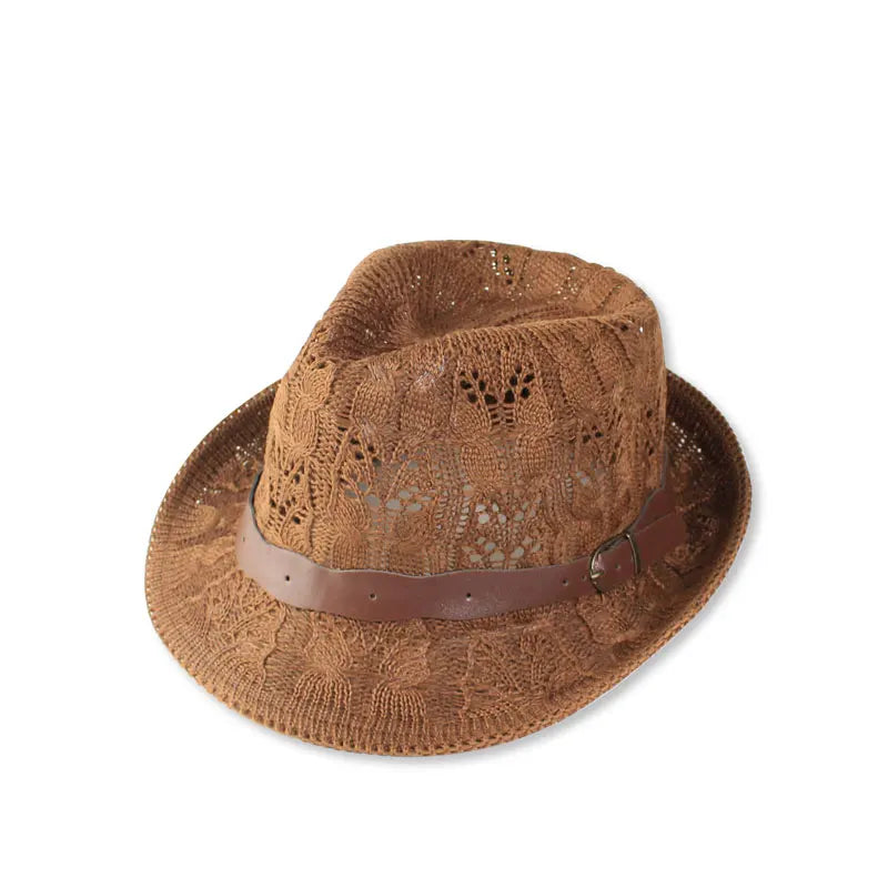 Women's Leather Buckle Jazz Hat