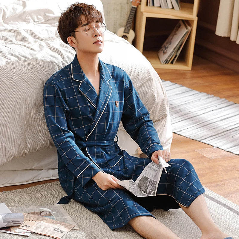 Cotton Kimono Men Bathrobe