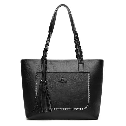 Women's Vintage Tassel Leather Tote Bag