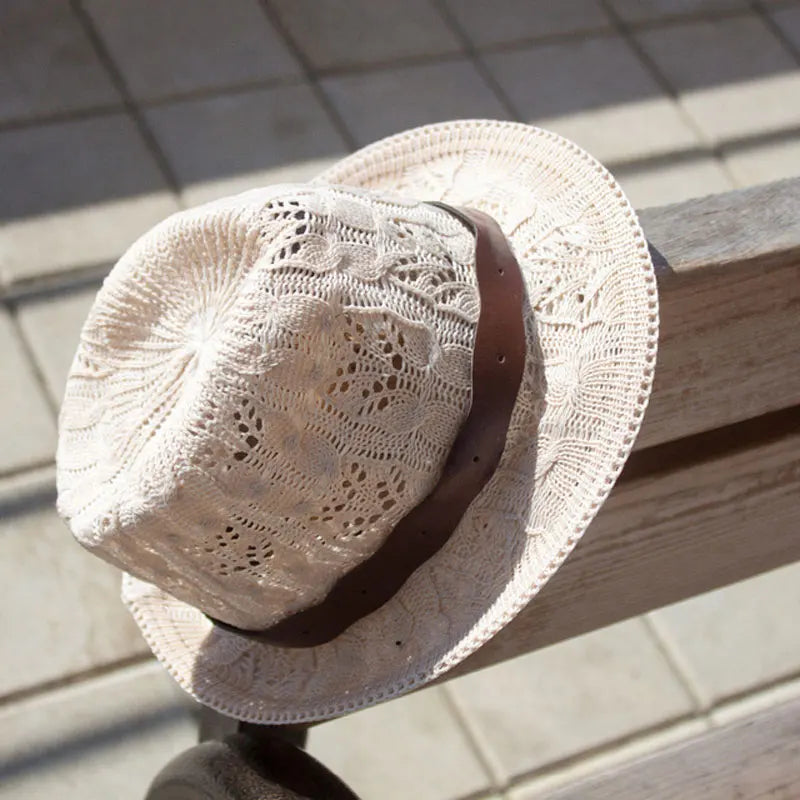 Women's Leather Buckle Jazz Hat