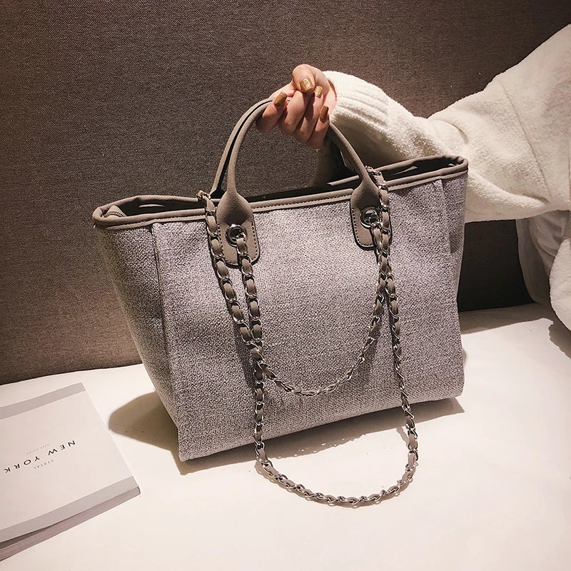 Canvas Chain Shoulder Tote