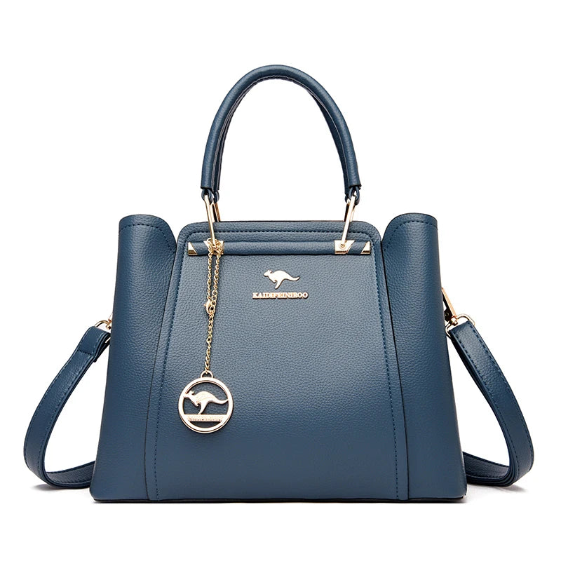 3-Layer Leather Crossbody Tote Bag