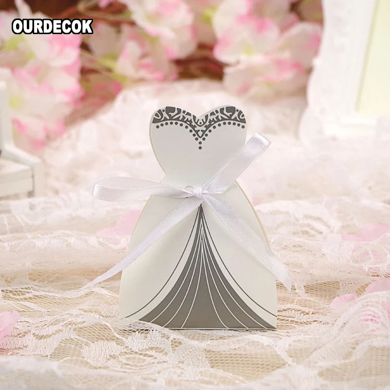 Elegant Candy Box Wedding Favor Ribbon 100 Pcs