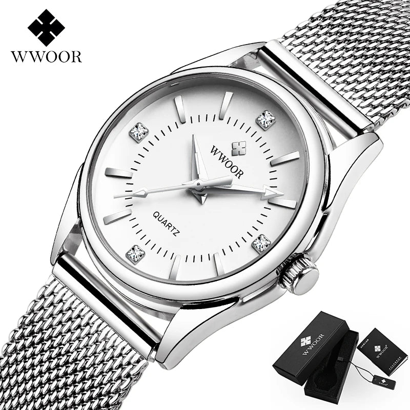 WWOOR Women's Gold Diamond Quartz Watch