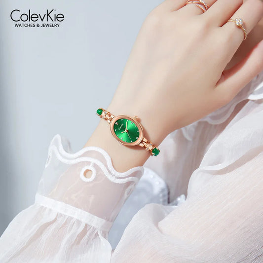 Women's Green Oval Diamond Quartz Watch