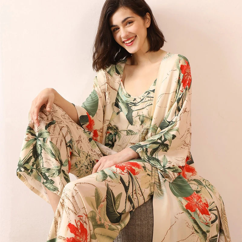 Women's 3-Piece Cartoon Pajama Set