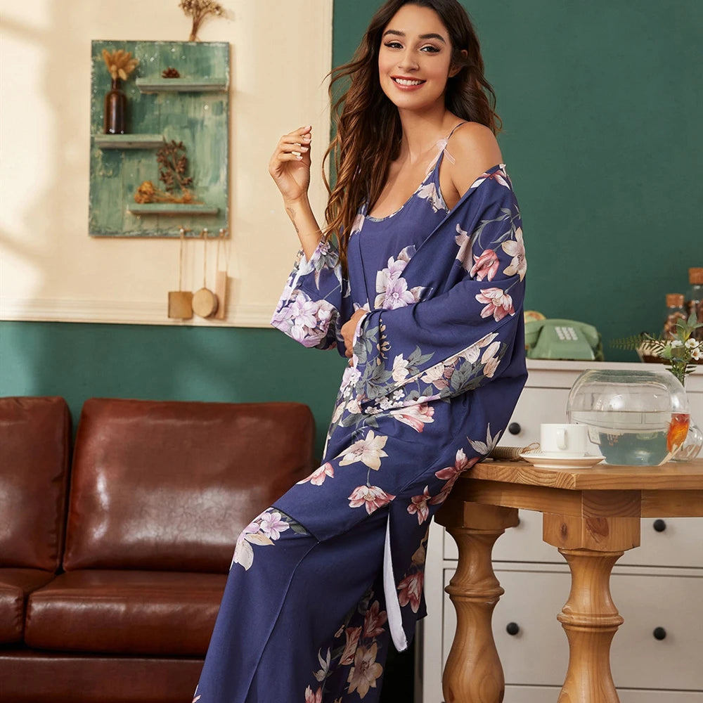 Women's 3-Piece Cartoon Pajama Set