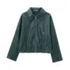 Solid Zipper Bomber Jacket