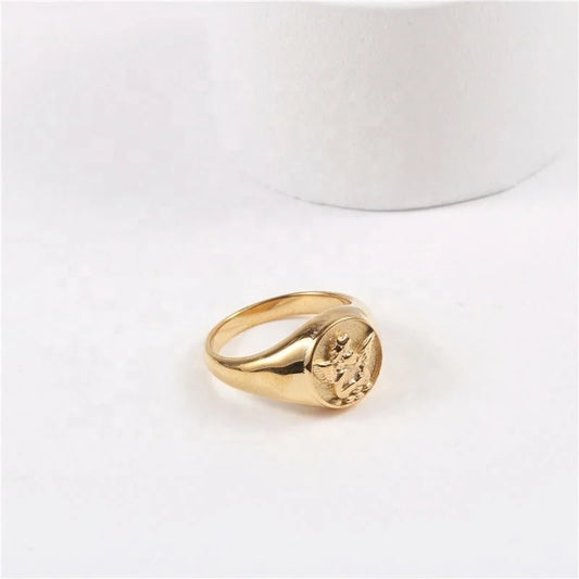Angel Wings Gold Steel Ring