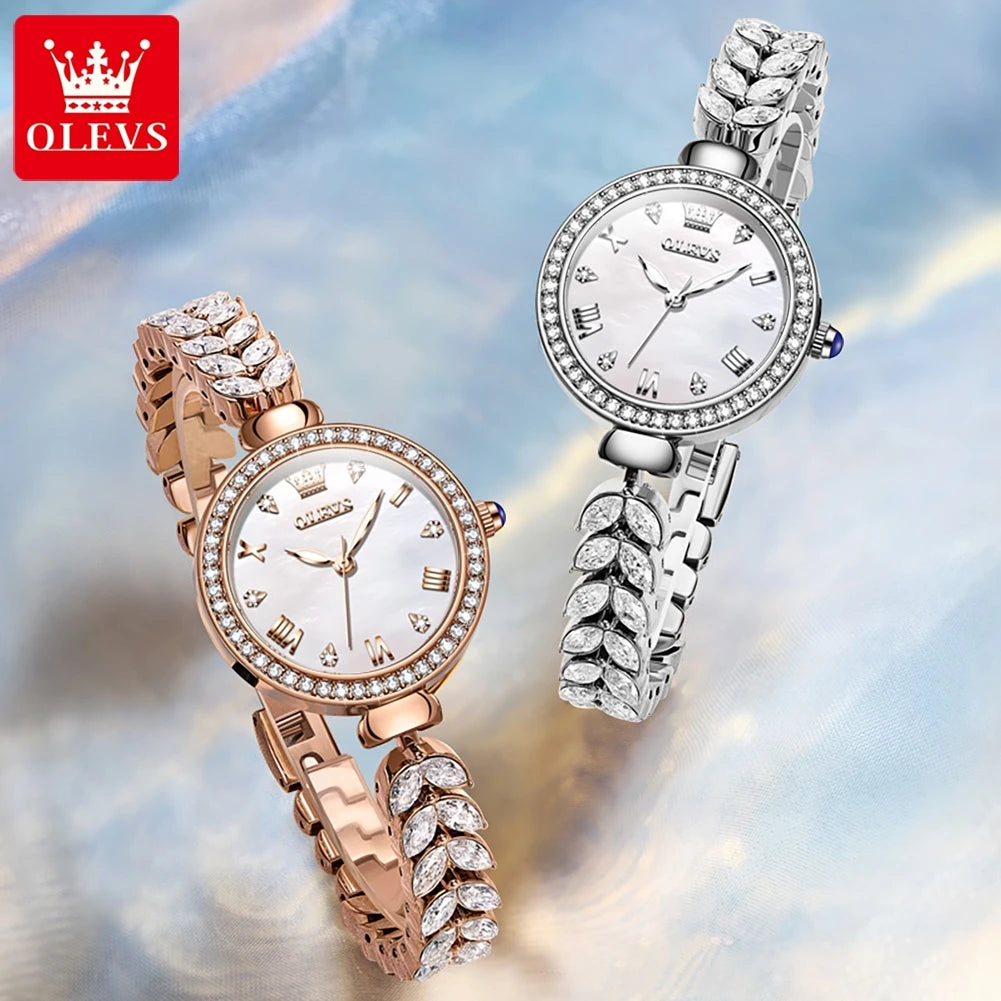 OLEVS Women's Diamond Quartz Watch Steel