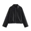 Solid Zipper Bomber Jacket
