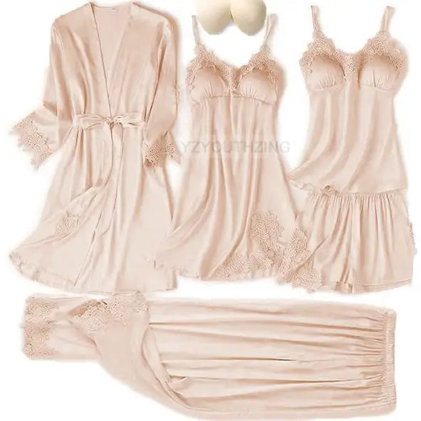 Lace Satin Women Pajama Set