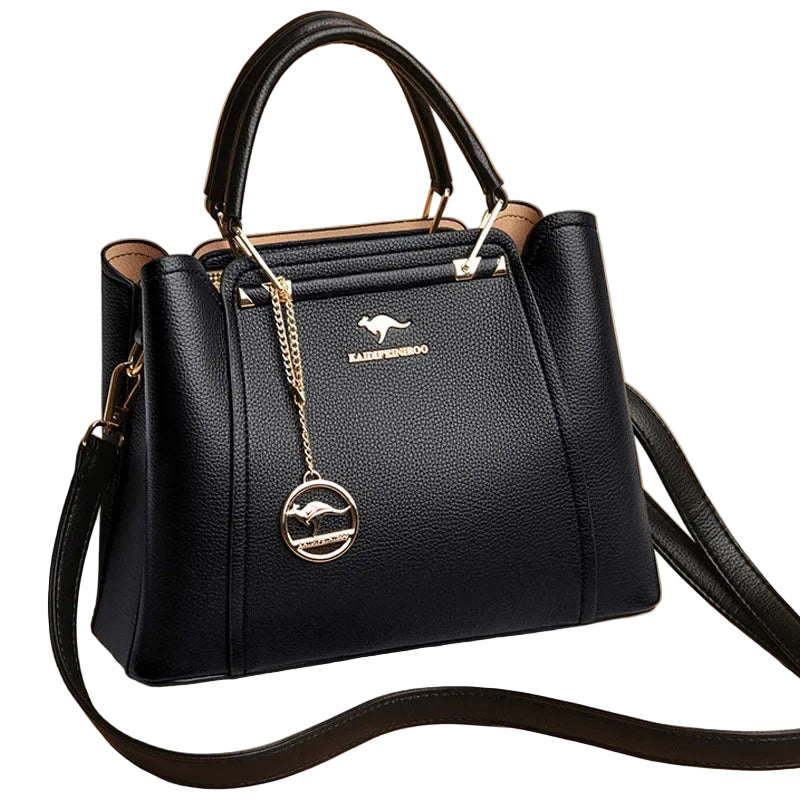 3-Layer Leather Crossbody Tote Bag