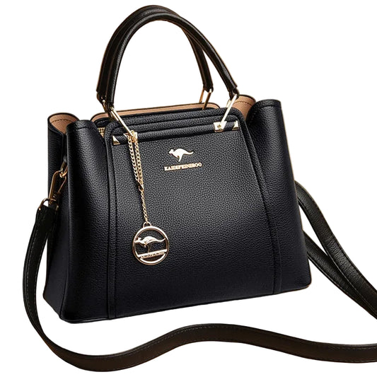 3-Layer Leather Crossbody Tote Bag