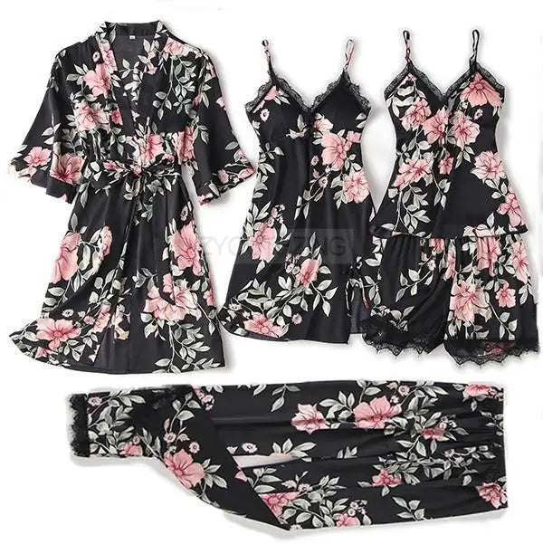 Lace Satin Women Pajama Set
