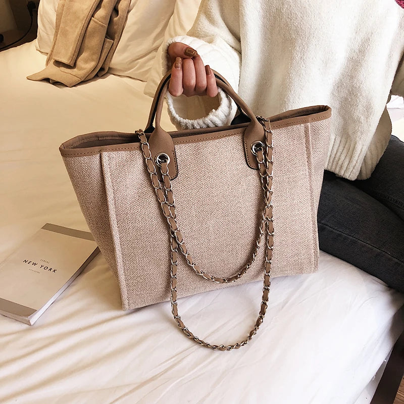 Canvas Chain Shoulder Tote
