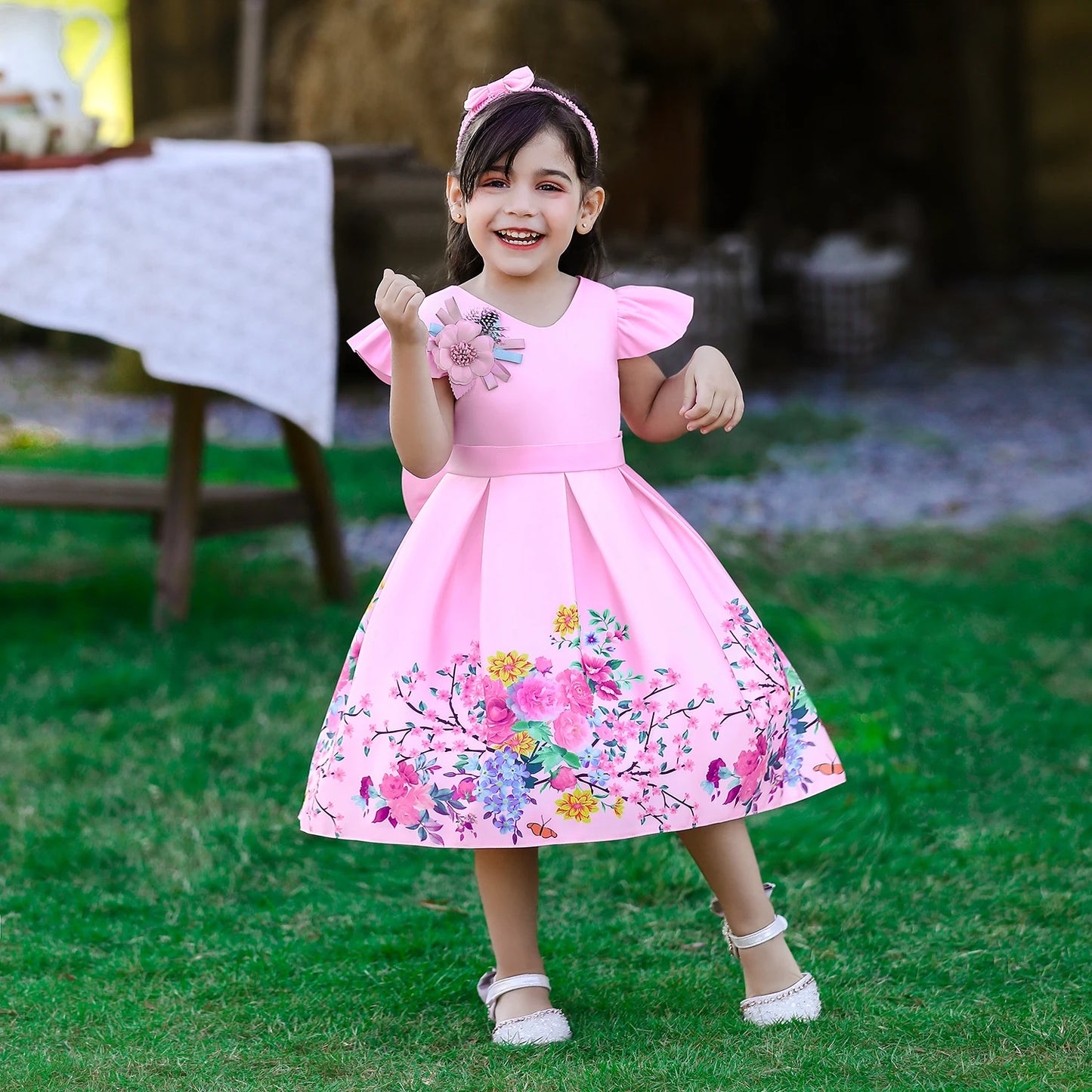 Girls' Floral Princess Party Dress