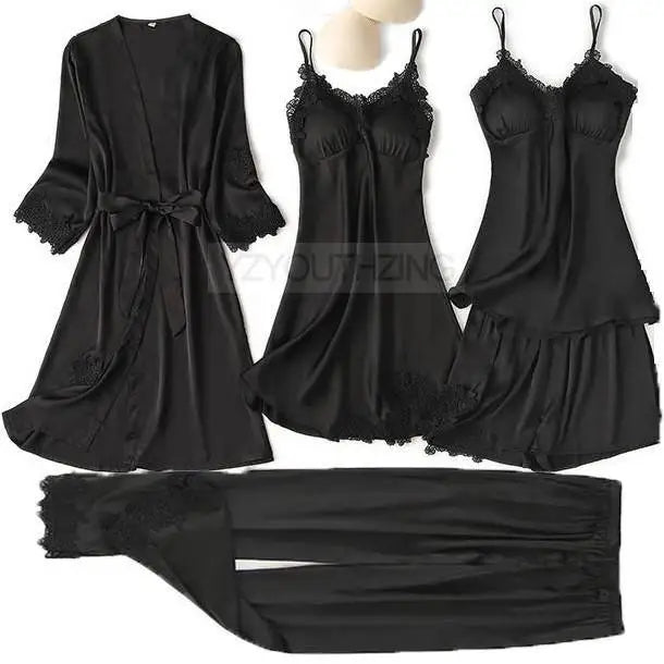 Lace Satin Women Pajama Set