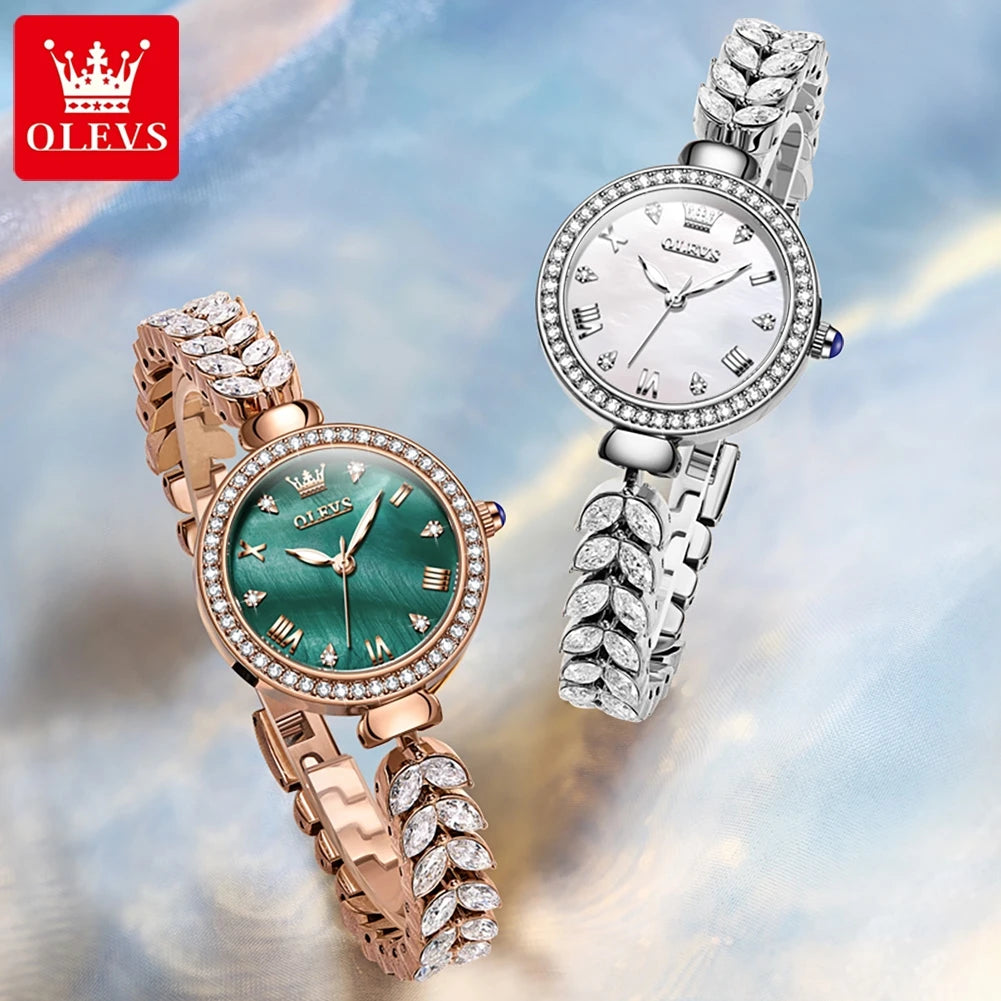 OLEVS Women's Diamond Quartz Watch Steel