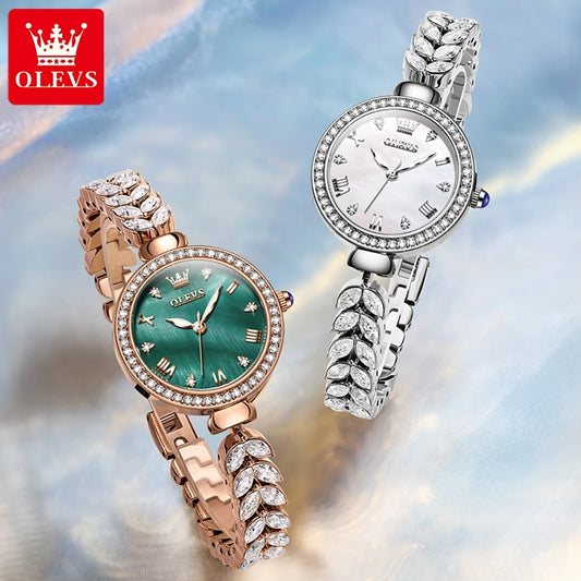 OLEVS Women's Diamond Quartz Watch Steel