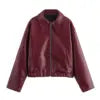 Solid Zipper Bomber Jacket