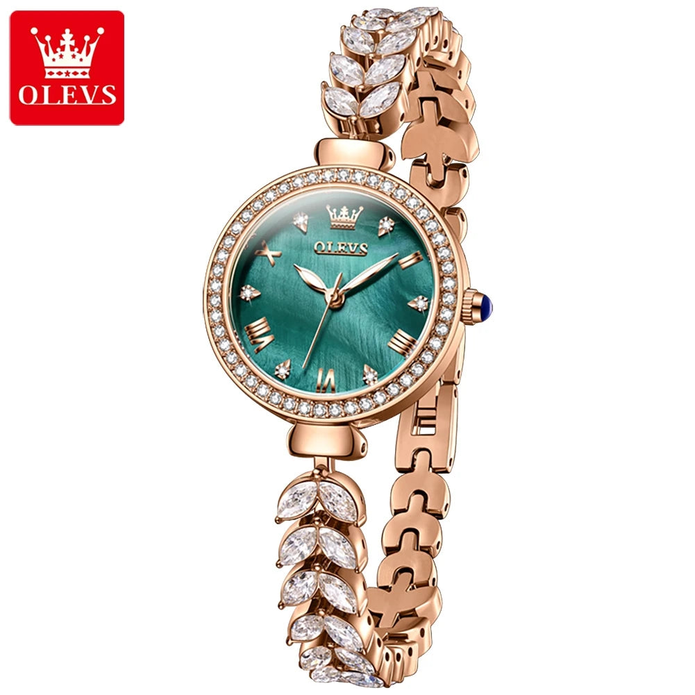 OLEVS Women's Diamond Quartz Watch Steel