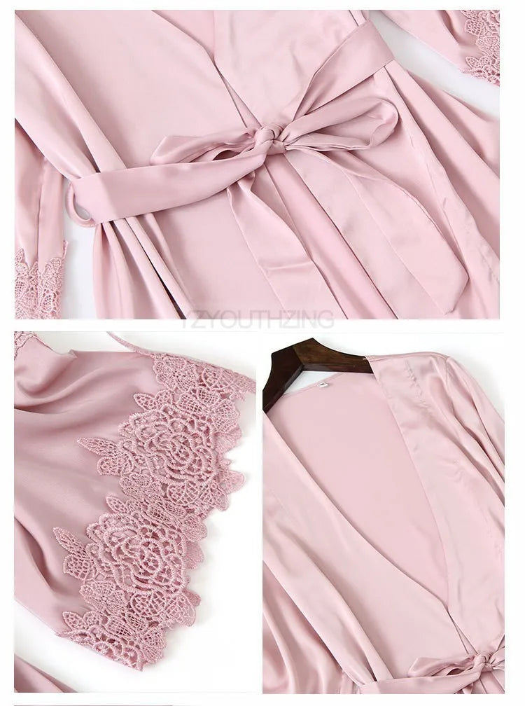 Lace Satin Women Pajama Set
